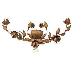 Gold Applique Floral Wall Sconce