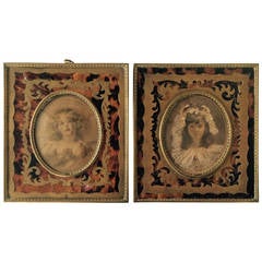 Pair of Antique Portraits in Boulle Frames