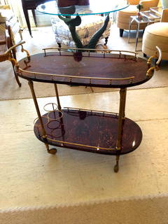 Aldo Tura Lacquered Goatskin Bar Cart