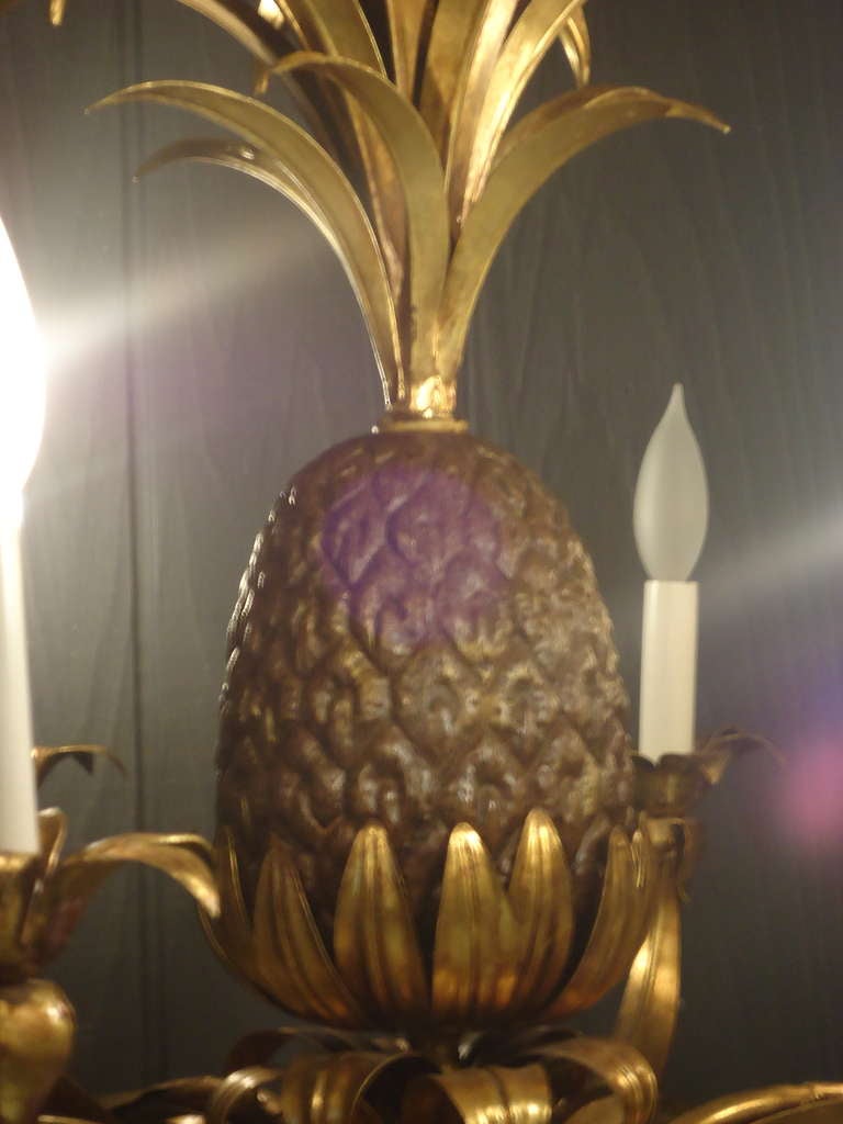 American Gilt Tole Pineapple Chandelier