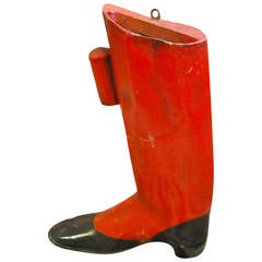 Antique Wonderful Hand-Painted Wooden Boot from Old Bootery Sign