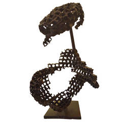 Brutalist Iron Abstract Sculpture