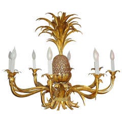 Vintage Gilt Tole Pineapple Chandelier