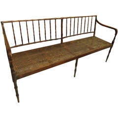 Faux Bamboo and Caned Long Bench/Settee