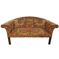 Antique George III Mahogany and Tapestry Humpback Settee