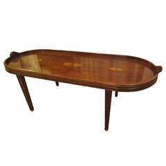 Antique Campaign Style Mahogany Oblong Coffee Table