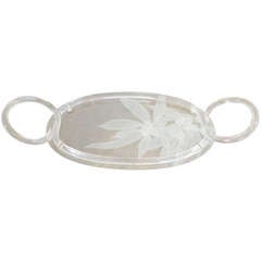 Dorothy Thorpe Etched Glass And Lucite Gallery Tray