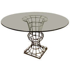 Iron Topiary Urn Based Dining/Center Hall Table