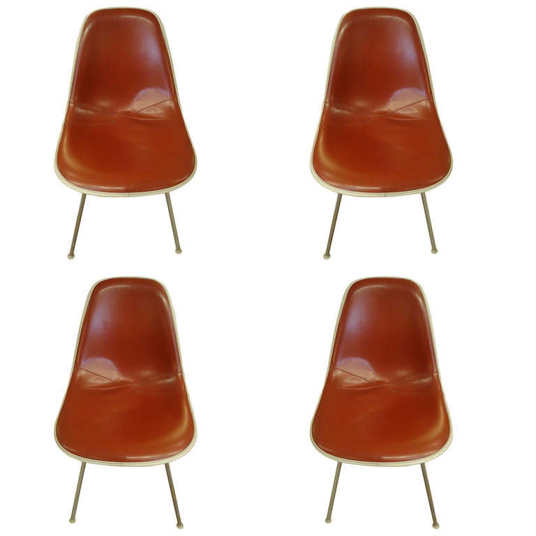 Four Cordovan Henry Miller Eames Midcentury Chairs At 1stdibs