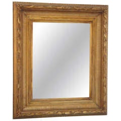 Antique Carved Wood Gilded Rectangular Mirror