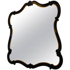 Very Large Black Lacquer and Gold Regency Style Mirror