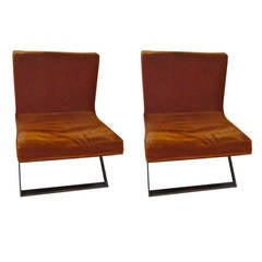 Pair of Fabulous Italian X-Style Mohair Club Chairs