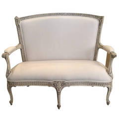 Very Pretty Antique French Carved and Painted Settee