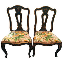 Antique Pair of Lovely Hand-Painted Venetian Side Chairs