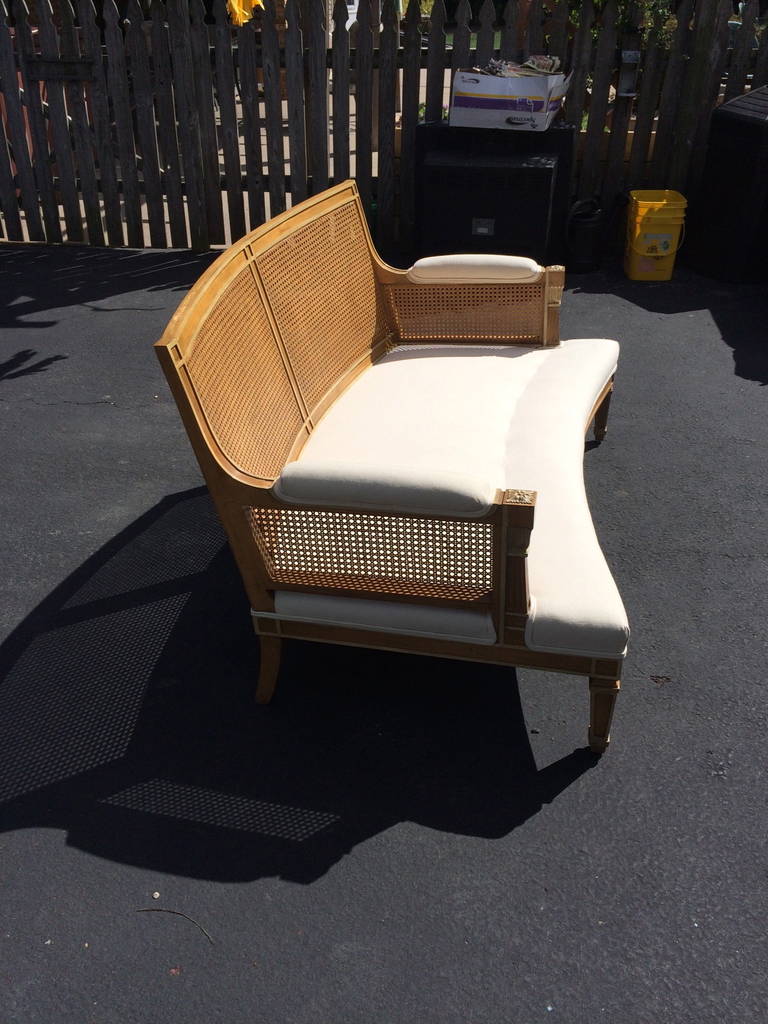American Pair of Ultra Chic Caned, Carved and Curved Settees