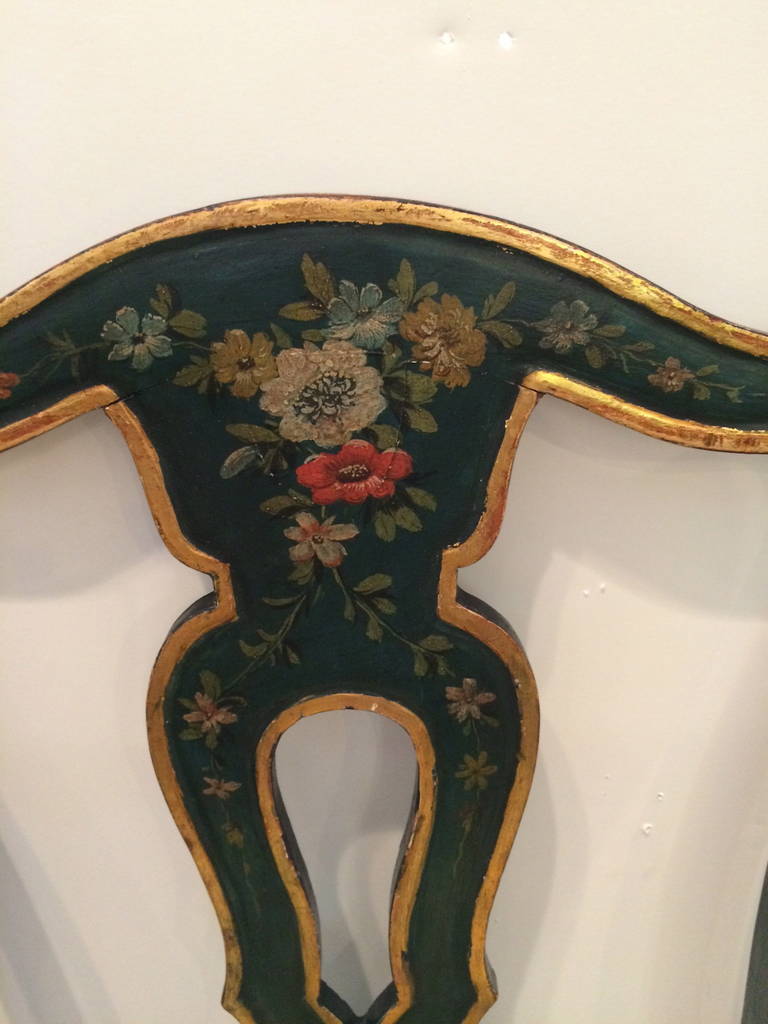 20th Century Pair of Lovely Hand-Painted Venetian Side Chairs