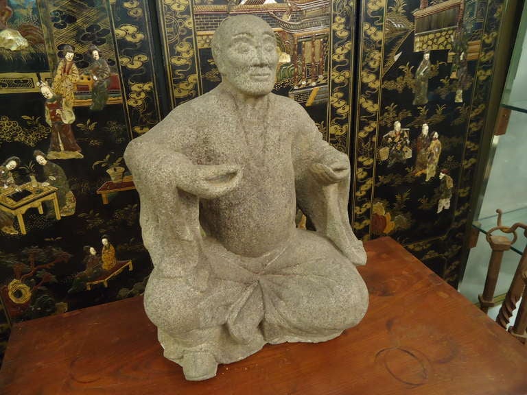 Edo Period Japanese Limestone Monk