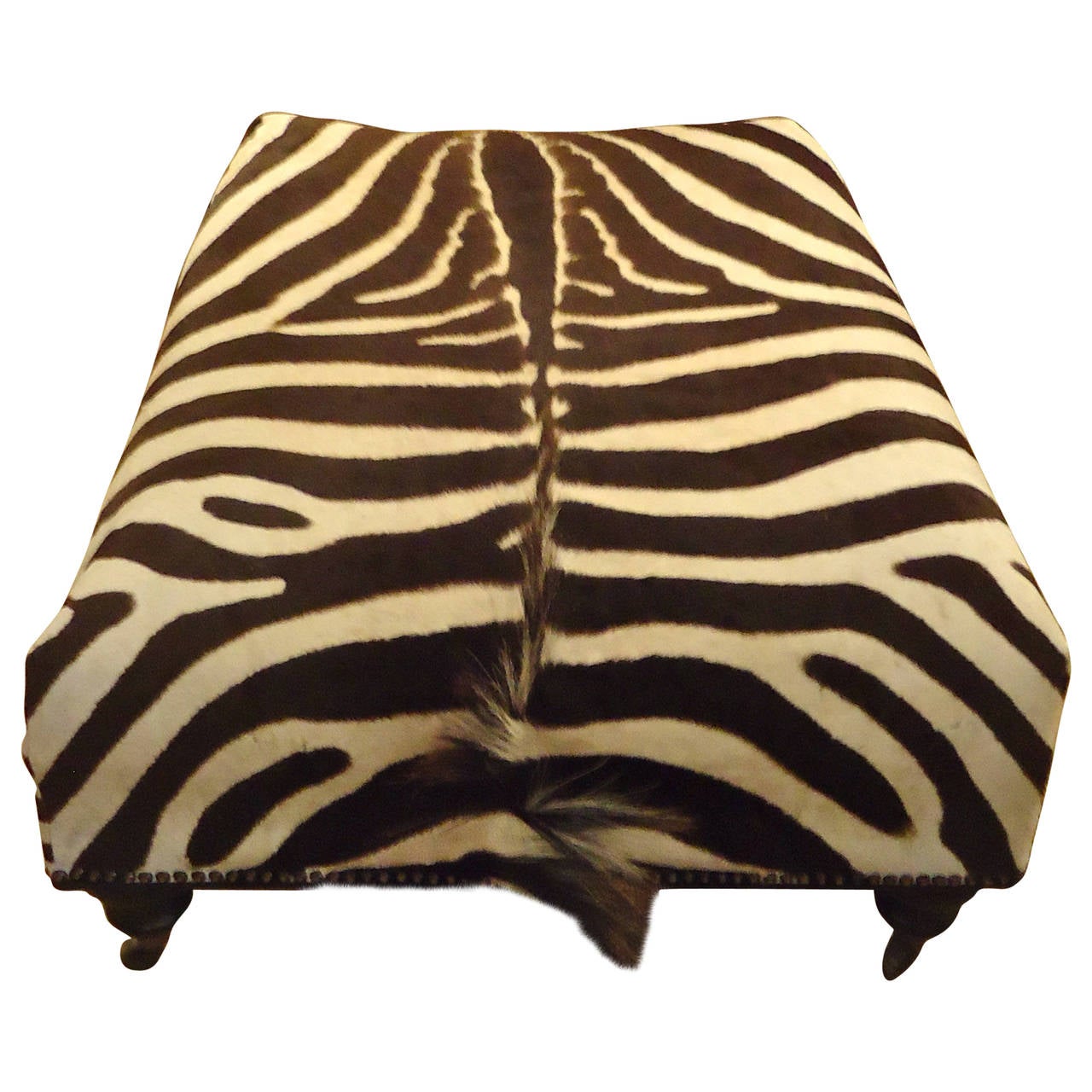Graphic Zebra Hide Ottoman at 1stDibs