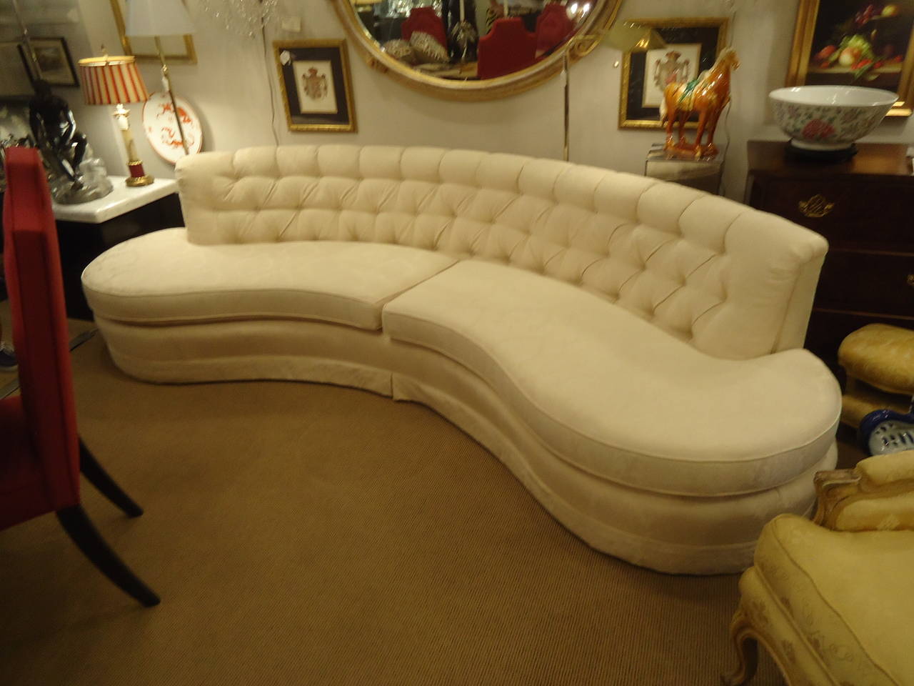 Vintage Serpentine Long and Sexy Custom Sofa In Excellent Condition In Hopewell, NJ
