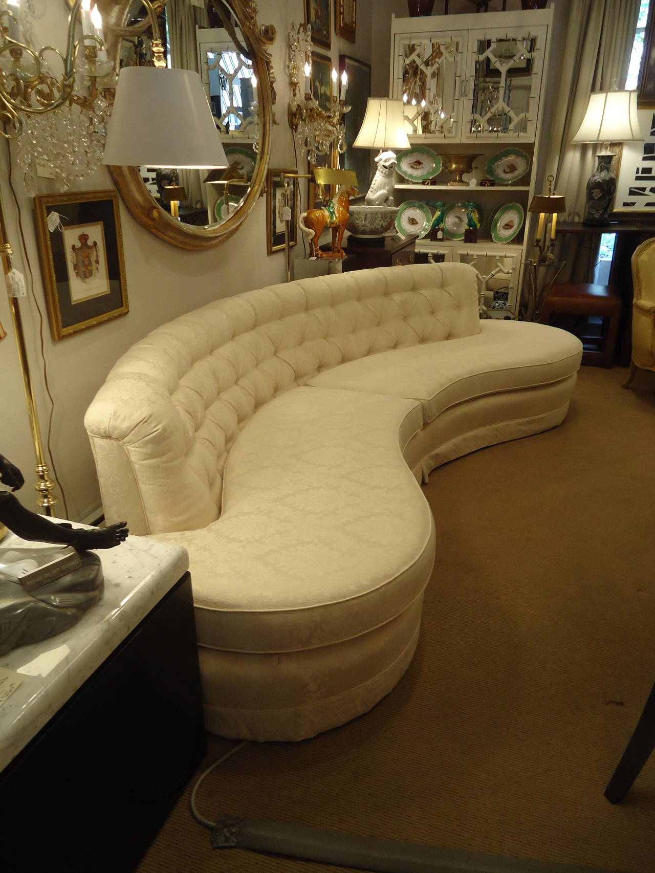 Hollywood Regency Vintage Serpentine Long and Sexy Custom Sofa