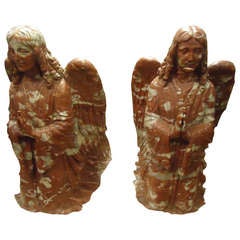 Pair of Awe Inspiring French Rouge Marble Angels