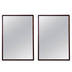 Vintage Pair of Mid-Century Modern Walnut Box Mirrors