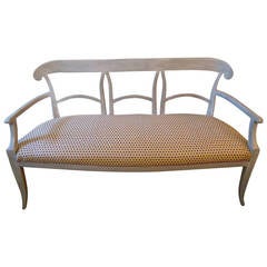 Gustavian Zinc Grey Painted Wood Bench