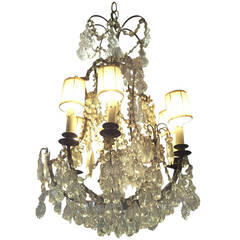 Superb French Crystal and Bronze Chandelier in the Style of Bagues