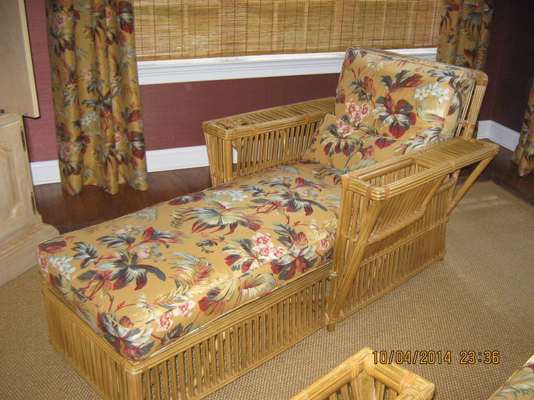 American Pair of Bielecky Brothers Rattan Chaise Lounges