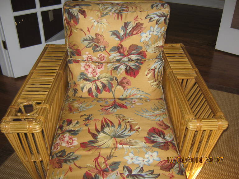 20th Century Pair of Bielecky Brothers Rattan Chaise Lounges