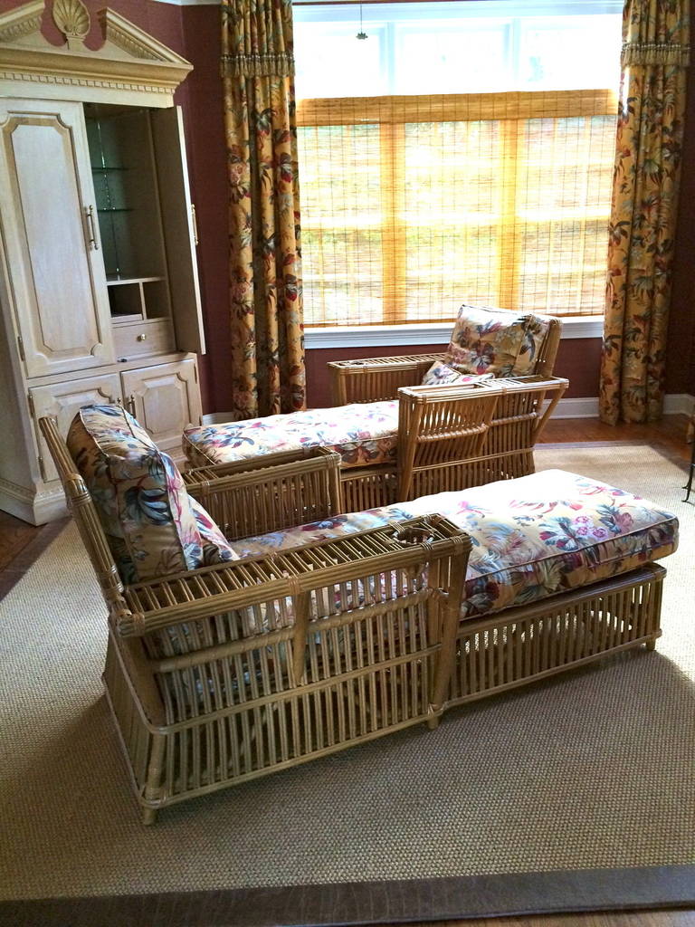 Pair of Bielecky Brothers Rattan Chaise Lounges 5