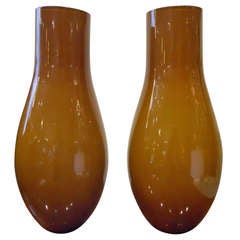 Pair of Chocolate Venini Vases