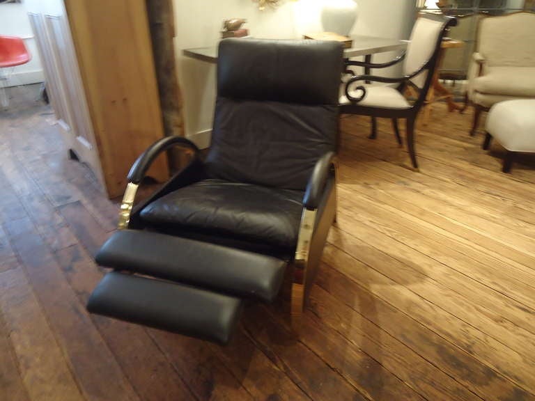 Sexy Black Leather Recliner Attributed to Milo Baughman In Excellent Condition In Hopewell, NJ
