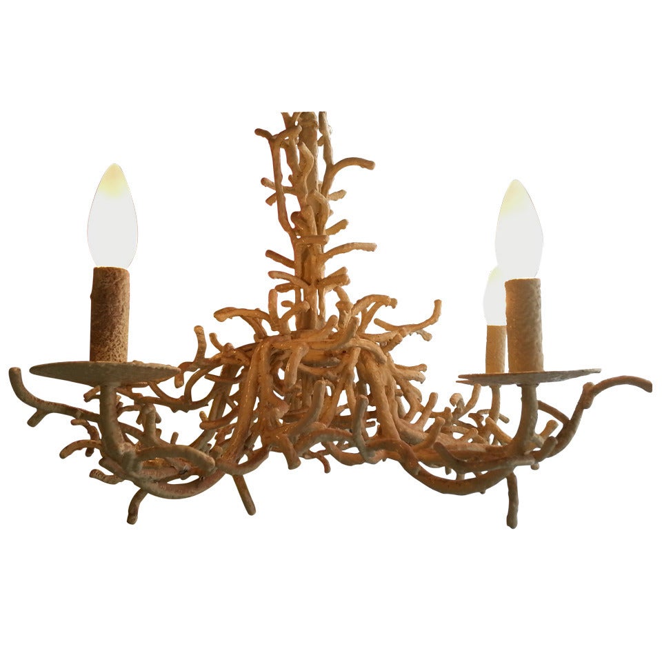 Wrought Iron Faux Coral Chandelier