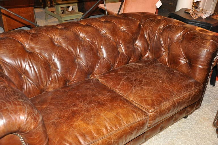 20th Century Pair of Handsome Leather Chesterfield Sofas