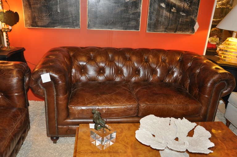 Pair of Handsome Leather Chesterfield Sofas 1