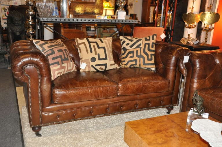 Unknown Pair of Handsome Leather Chesterfield Sofas