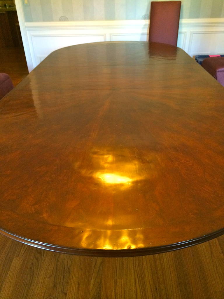 American Monumental Formal Cherry and Walnut Double Pedestal Dining Table