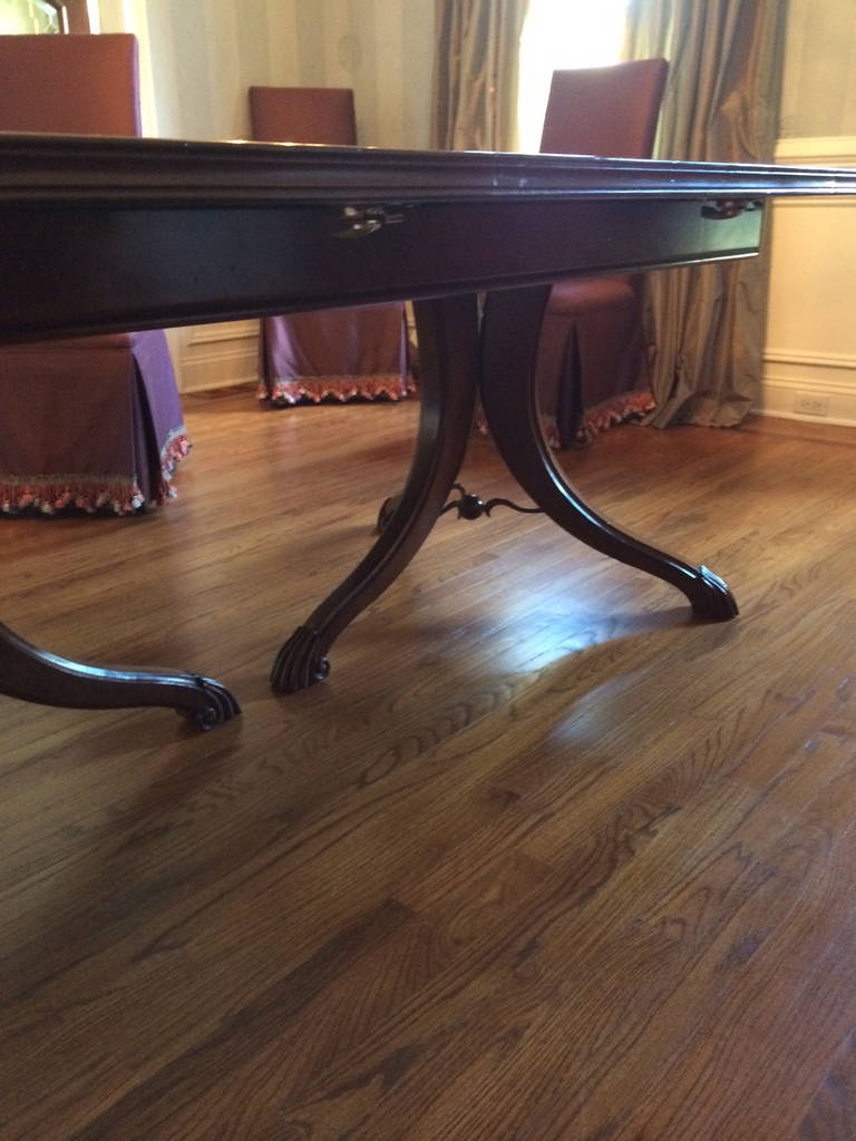 Monumental Formal Cherry and Walnut Double Pedestal Dining Table 1