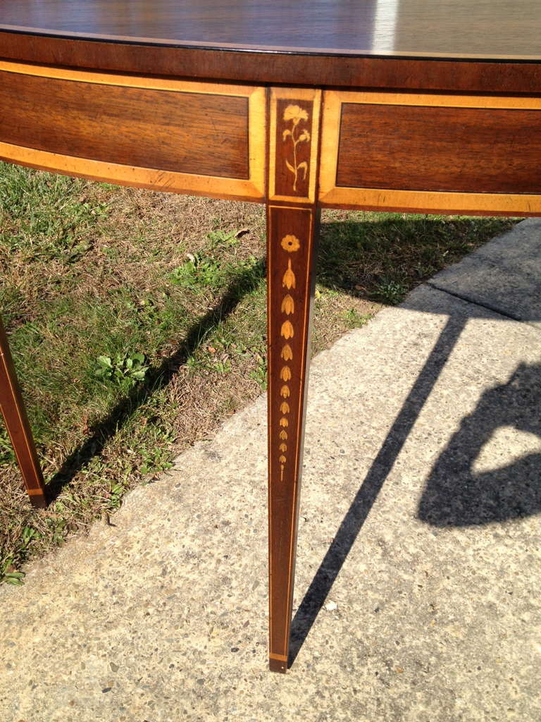 Kittinger Mahogany and Satinwood Inlay Demilune Console 1