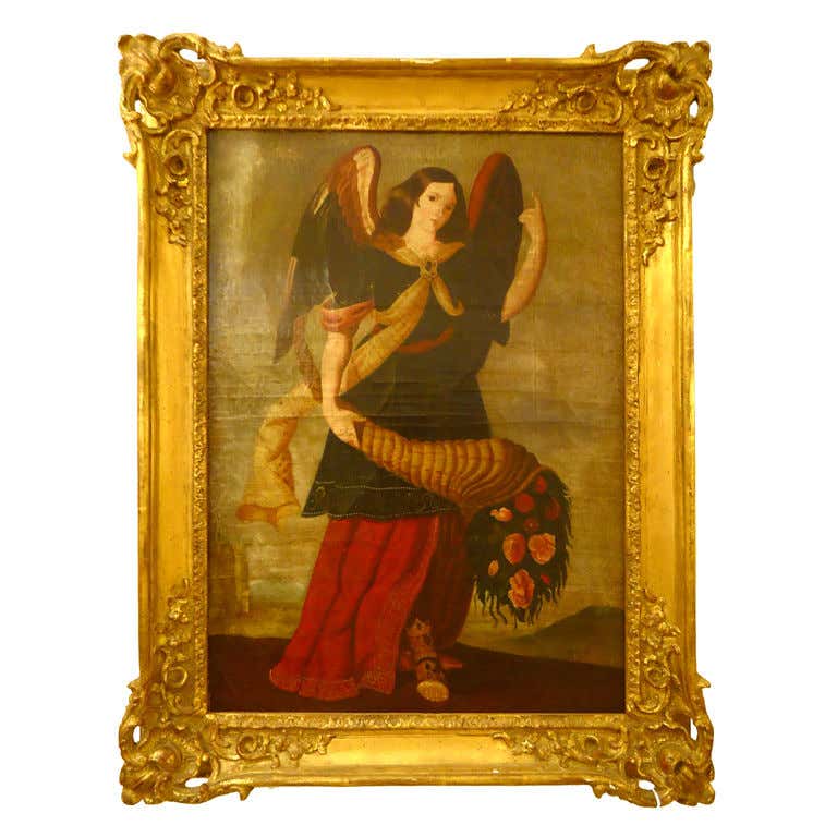 Antique Oil Painting of Female Angel at 1stdibs