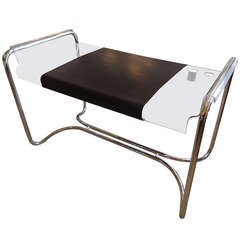 Italian Midcentury Lucite and Leather Desk