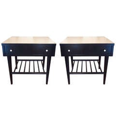 Retro Pair of Laquered American of Martinsville Side Tables