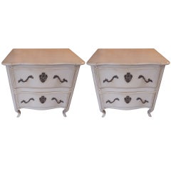 Pair of French Vintage Two-Drawer Nightstands Chests