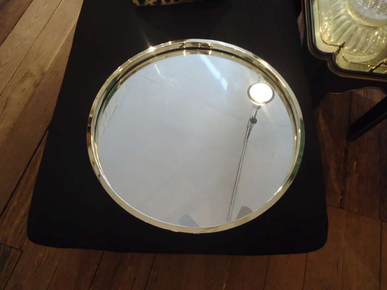 Pair of Midcentury Modern Round Brass Framed Mirrors