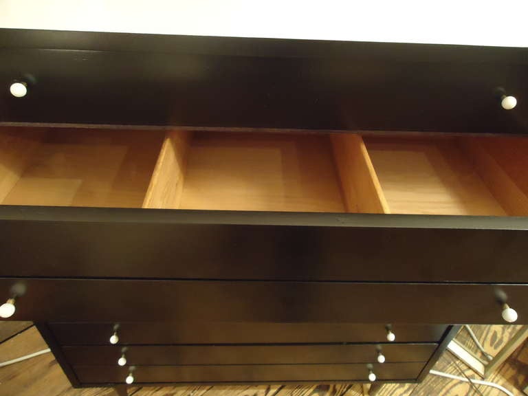 American of Martinsville Black Lacquer High Commode In Excellent Condition In Hopewell, NJ