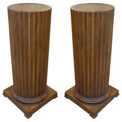 Pair of Fluted Walnut Columns by Baker