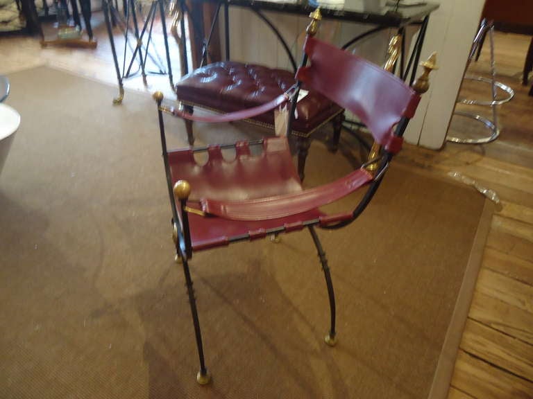 Savonarola Iron Brass and Leather Chair 1