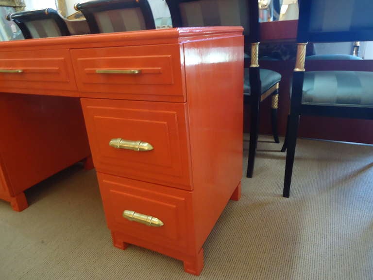 American Smashing Hermes Orange Laquered Desk