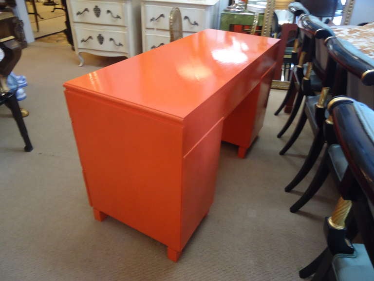 Mid-20th Century Smashing Hermes Orange Laquered Desk